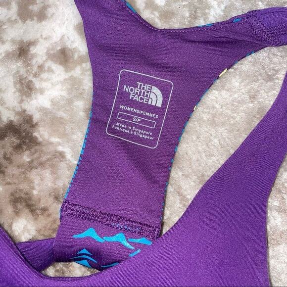 The North Face top purple tank with bra shelf unpadded decorative back SZ S/P - Picture 8 of 9
